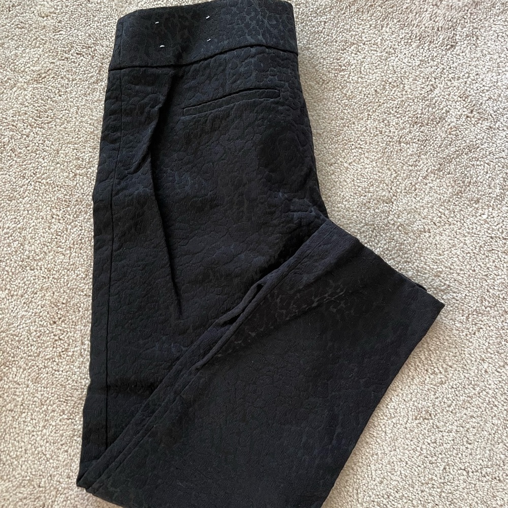 Loft textured ankle leopard black dress pant